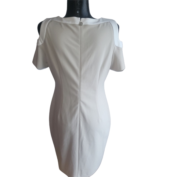 Tommy Hilfiger Beige Short Sleeve Cold Shoulder Sheath Dress 12 - Picture 6 of 7